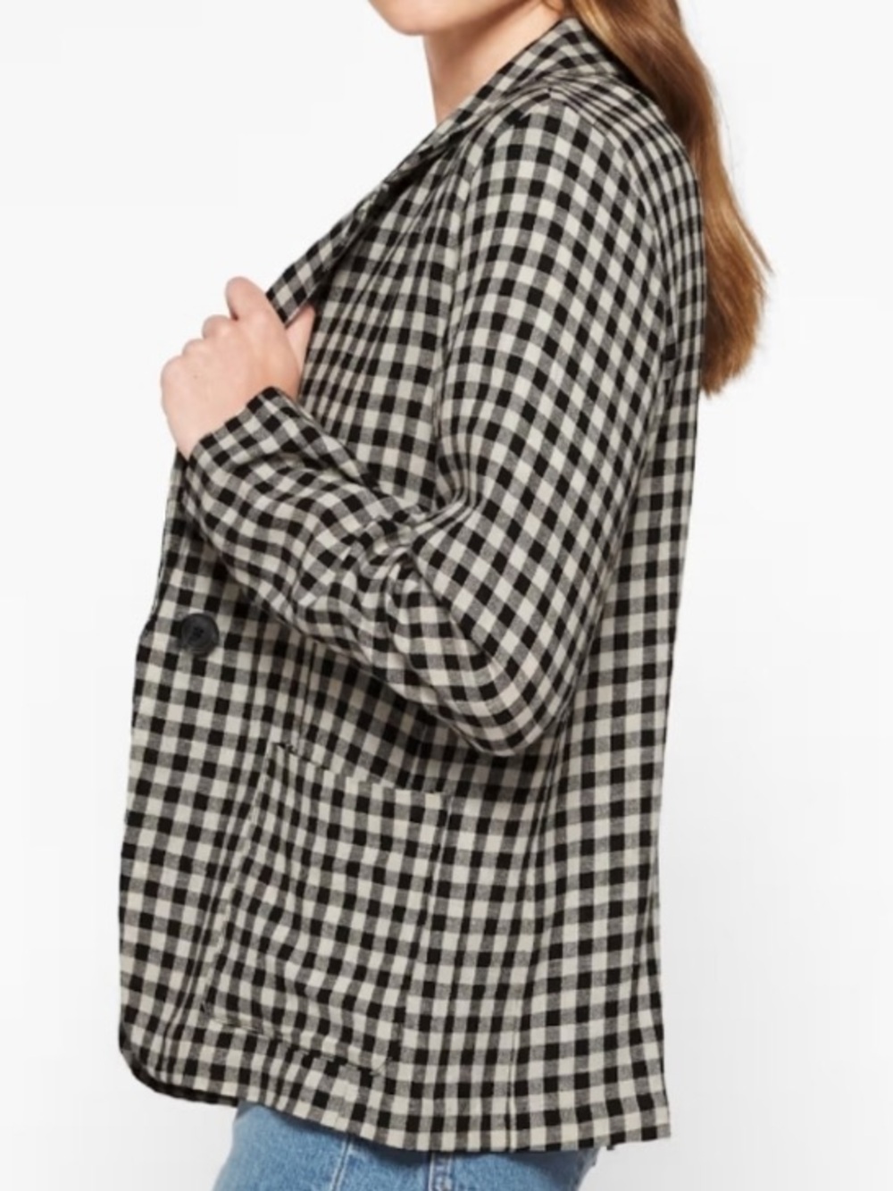 SANCTUARY Black and White Checkered Linen Blend Blazer Jacket Large L NEW NWT - Picture 3 of 13
